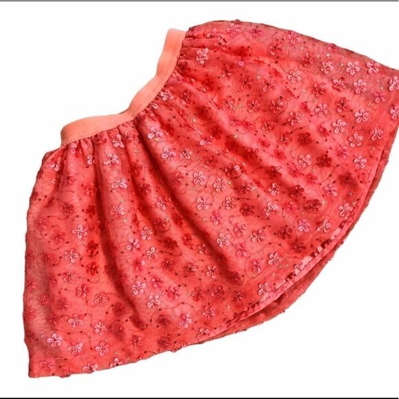 The Children’s Place Kids girls coral Orange lace sequins tutu skirt -Small 5/6 - Picture 1 of 5
